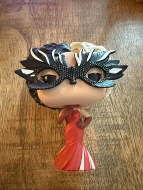 Funko Cruella in Red Gown with Black Feather Mask